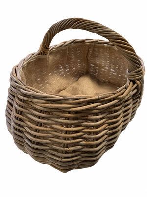 Vanilla Leisure Grey Rattan Market Basket - Hand Crafted Hessian Lining