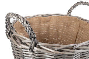 Vanilla Leisure Vanilla Leisure Large Round Lined Wicker Log Basket  - Hessian Lined