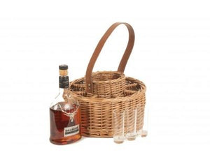 Vanilla Leisure Round Wicker Whisky Celebration Carrier with Cartridge Glasses
