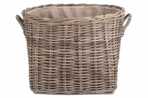 Vanilla Leisure Grand Rattan Hessian Lined Log Basket