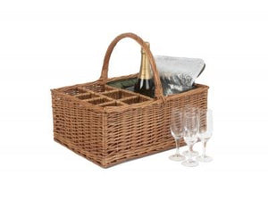 Vanilla Leisure Green Tweed Field Basket With 4 Glasses