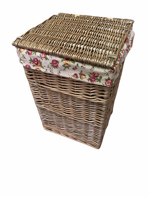 Vanilla Leisure Large Square Laundry Basket With Garden Rose Lining Hand Crafted and Ethically Sourced Materials