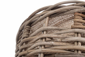 Vanilla Leisure Small Boat Shaped Rattan Log Basket With Hessian Lining