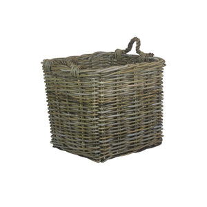 Vanilla Leisure Medium Square Grey Rattan Log Basket