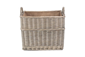 Vanilla Leisure Large Rectangular Lined Wicker Log / Storage Basket