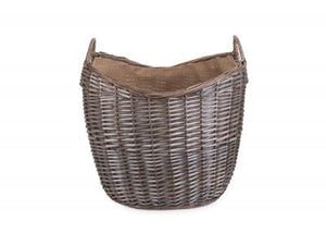 Vanilla Leisure Large Scoop Neck Antique Wash Hessian Lined Basket