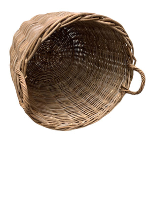 Vanilla Leisure Medium Hessian Tall Round Fireside Rattan Log Basket