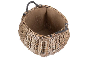 Vanilla Leisure Curve -sided Antique Wash Hessian Lined Log Basket