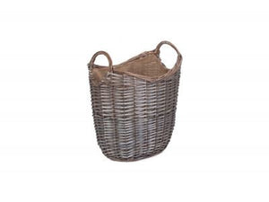 Vanilla Leisure Small Scoop Neck Antique Wash Hessian Lined Basket
