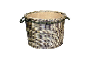 Vanilla Leisure  Large Antique Wash Round Rope Handled Log Basket