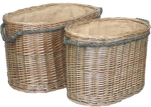 Vanilla Leisure Set 2 Oval Rope Handled Log Baskets