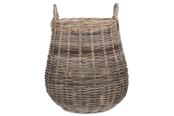 Vanilla Leisure Pot-bellied Hessian Lined Rattan Log Basket