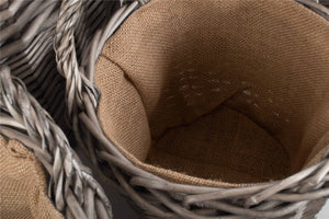 Vanilla Leisure Round Hessian lined wicker log baskets set of 4