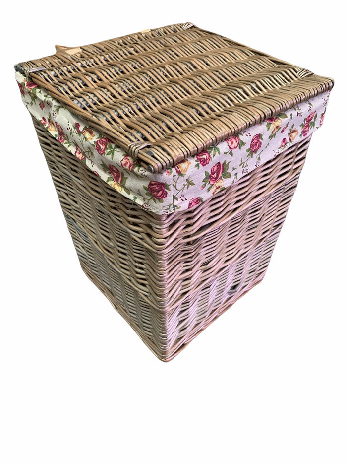 Vanilla Leisure Large Square Laundry Basket With Garden Rose Lining Hand Crafted and Ethically Sourced Materials