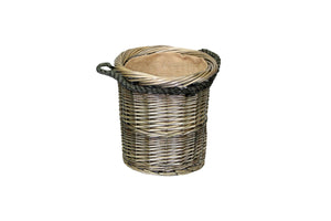 Vanilla Leisure Small Antique Wash Round Rope Handled Log Basket