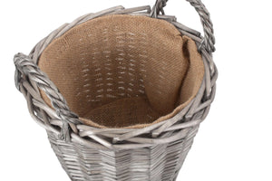 Vanilla Leisure Vanilla Leisure SMALL Round Lined Wicker Planter Basket  - Hessian Lined