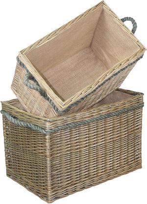 Vanilla Leisure Set 2 Rectangular Rope Handled Log Baskets