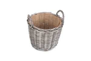 Vanilla Leisure Vanilla Leisure Medium Round Lined Wicker Log Basket  - Hessian Lined