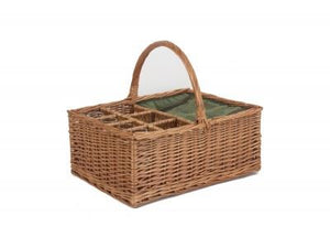 Vanilla Leisure Green Tweed Field Basket With 4 Glasses